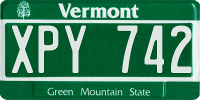 VT license plate XPY742