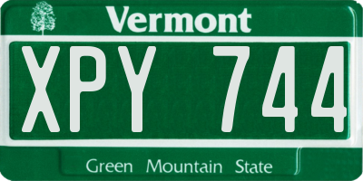 VT license plate XPY744