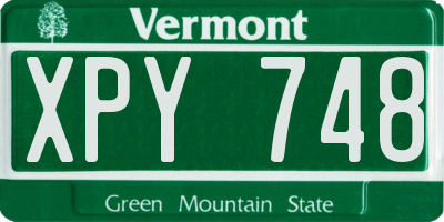 VT license plate XPY748