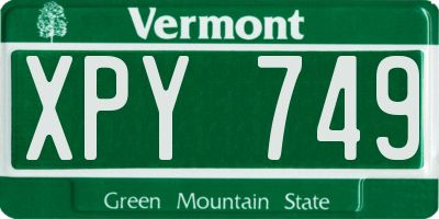 VT license plate XPY749
