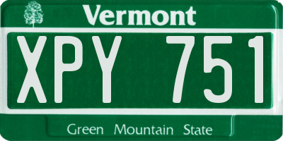 VT license plate XPY751