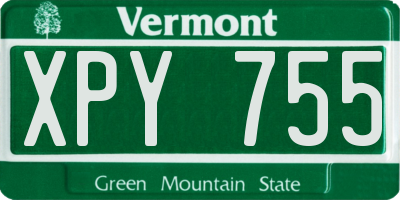 VT license plate XPY755