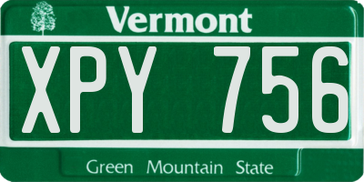 VT license plate XPY756