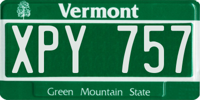 VT license plate XPY757