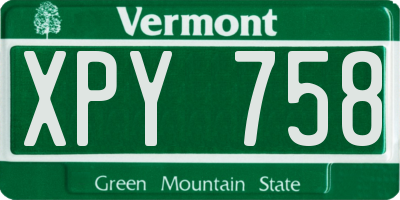 VT license plate XPY758