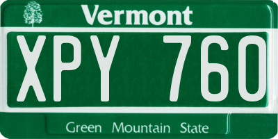 VT license plate XPY760