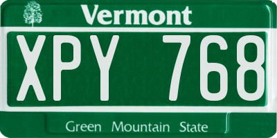 VT license plate XPY768