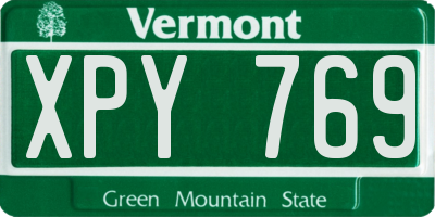 VT license plate XPY769