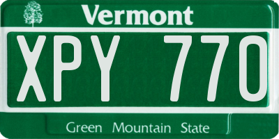 VT license plate XPY770