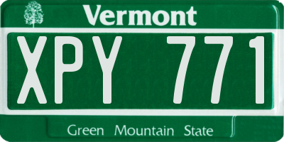 VT license plate XPY771