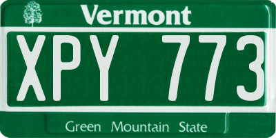 VT license plate XPY773