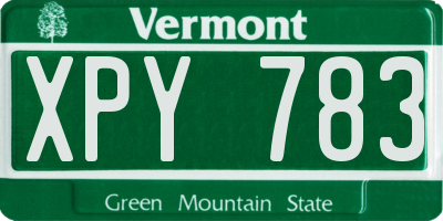 VT license plate XPY783