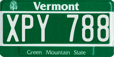 VT license plate XPY788
