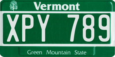 VT license plate XPY789
