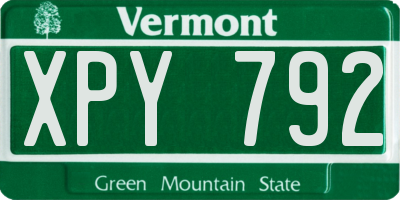 VT license plate XPY792