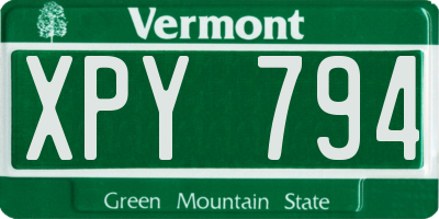 VT license plate XPY794