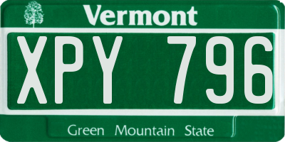 VT license plate XPY796