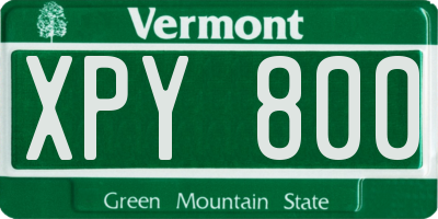 VT license plate XPY800