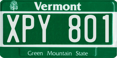 VT license plate XPY801