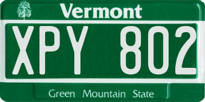 VT license plate XPY802