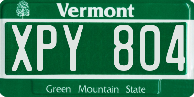 VT license plate XPY804
