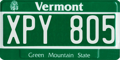 VT license plate XPY805