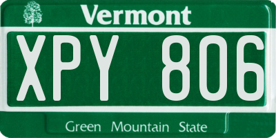VT license plate XPY806