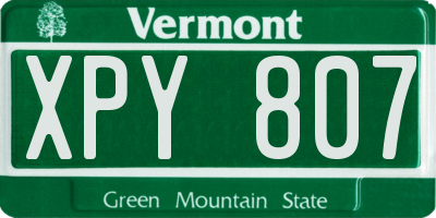 VT license plate XPY807