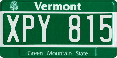 VT license plate XPY815