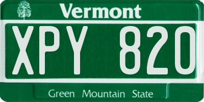 VT license plate XPY820