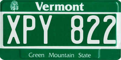 VT license plate XPY822