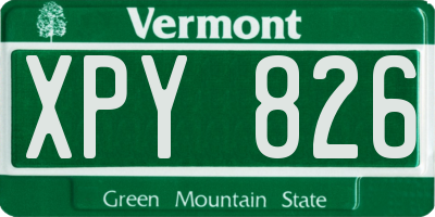 VT license plate XPY826
