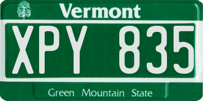 VT license plate XPY835