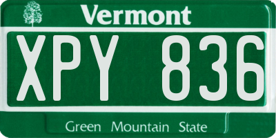 VT license plate XPY836