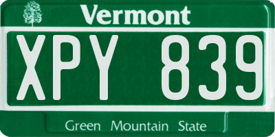 VT license plate XPY839