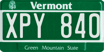 VT license plate XPY840