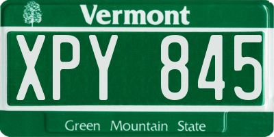 VT license plate XPY845