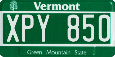 VT license plate XPY850