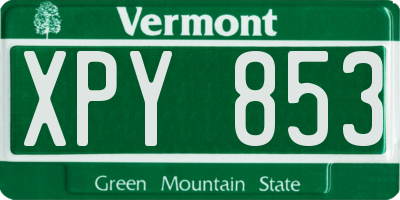 VT license plate XPY853