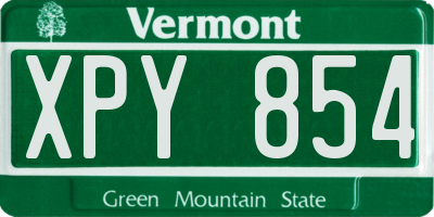 VT license plate XPY854