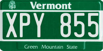 VT license plate XPY855