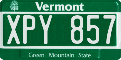 VT license plate XPY857