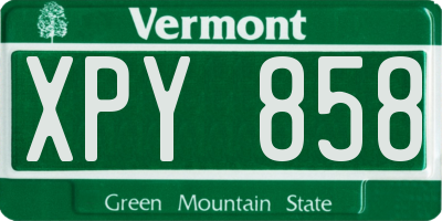 VT license plate XPY858