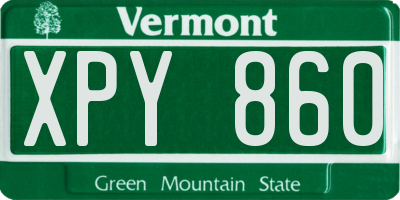 VT license plate XPY860
