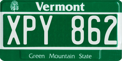VT license plate XPY862
