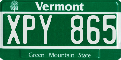 VT license plate XPY865
