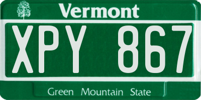 VT license plate XPY867