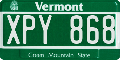 VT license plate XPY868