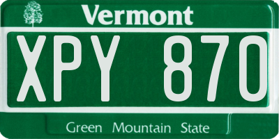VT license plate XPY870