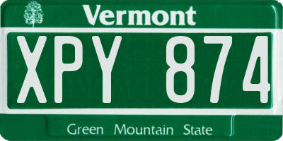VT license plate XPY874